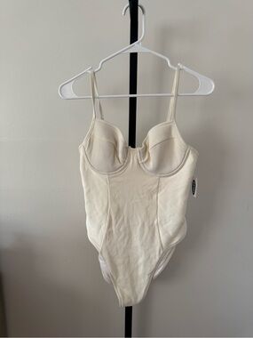 Old Navy Cream Ribbed One-Piece Swimsuit